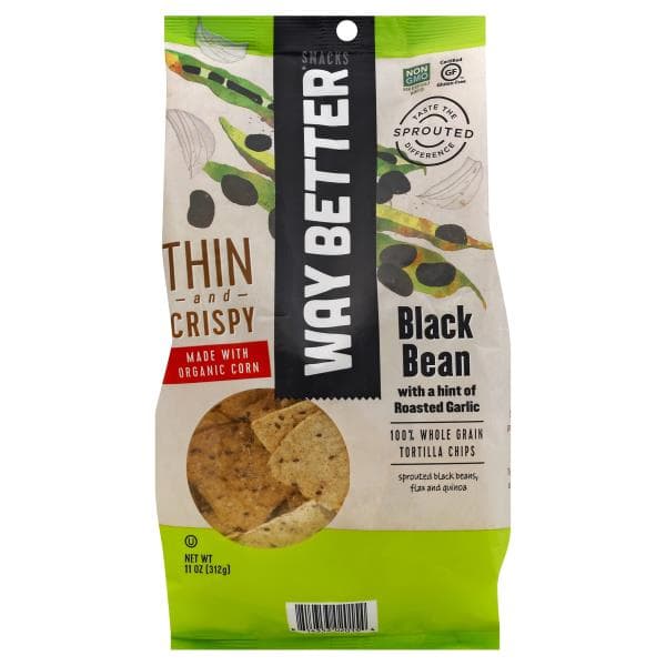 Way Better Tortilla Chips, 100% Whole Grain, Black Bean With A Hint Of Roasted Garlic