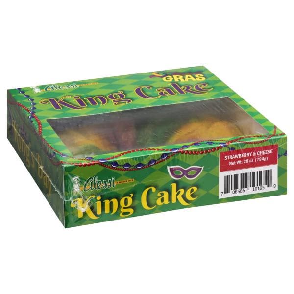 Alessi Bakeries King Cake, Mardi Gras, Strawberry & Cheese