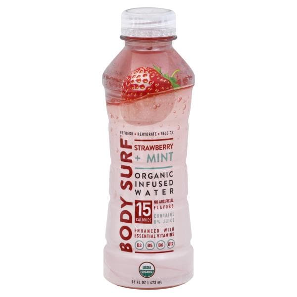Body Surf Infused Water, Organic, Strawberry + Mint