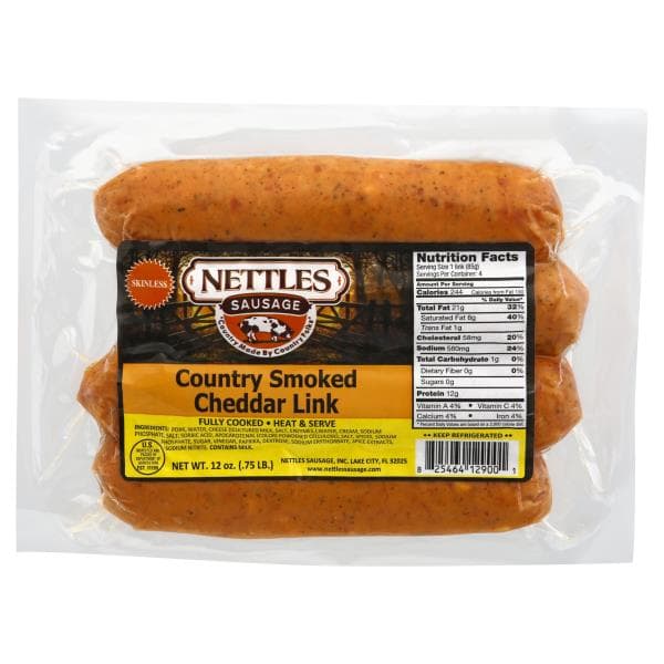 Nettles Sausage, Country Smoked Cheddar Link