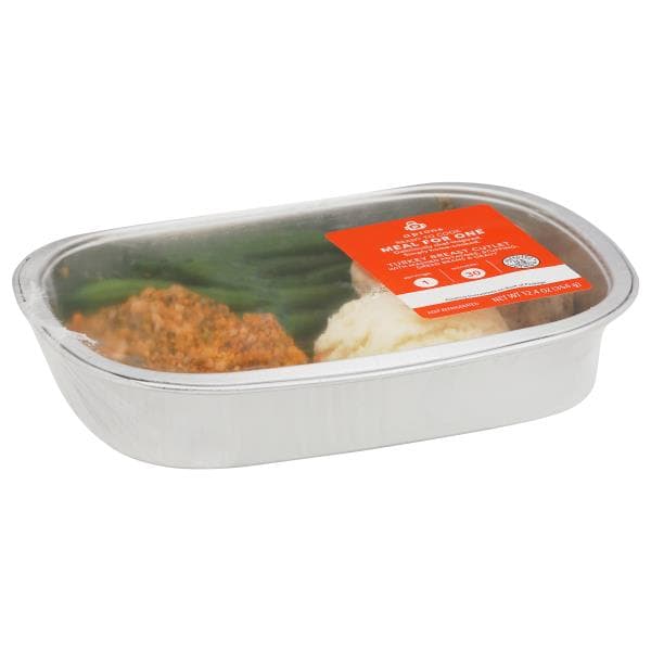 Aprons Turkey Breast Cutlet With Mashed Potatoes, Stuffing, Green Beans And Gravy