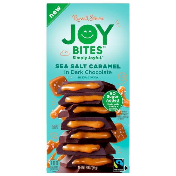Russell Stover Joy Bites Sea Salt Caramel In Dark Chocolate, 53% Cacao