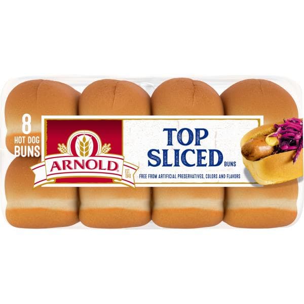 Arnold Select Hot Dog Rolls, Top Sliced