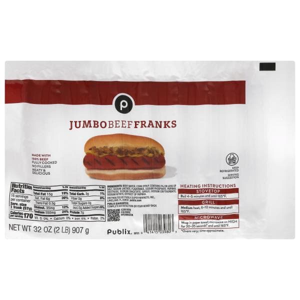 Publix(Family Size) Jumbo Franks, Beef