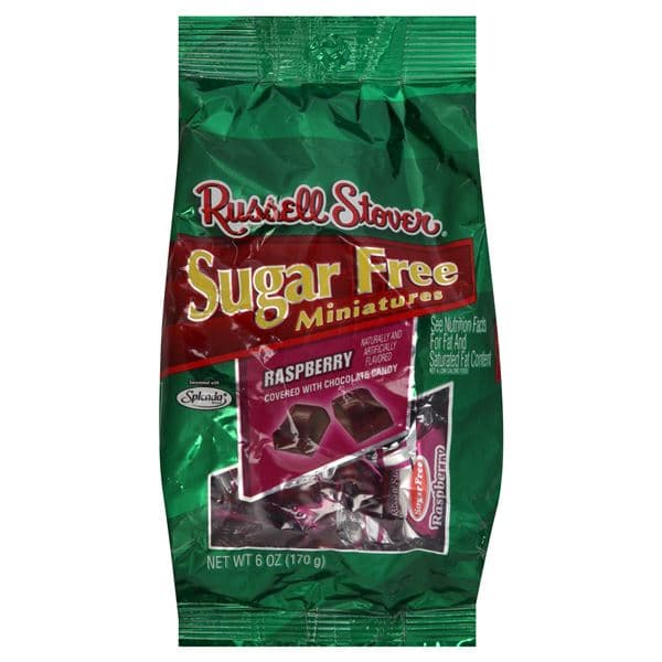 Russell Stover Sugar Free Miniatures, Covered With Chocolate Candy, Raspberry