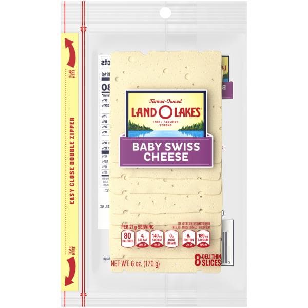 Land O Lakes Cheese Slices, Baby Swiss, Deli Thin