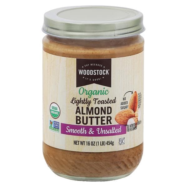 Woodstock Almond Butter, Organic, Lightly Toasted, Smooth & Unsalted