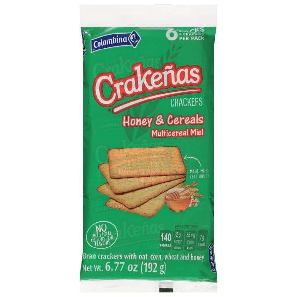 Colombina Crackers, Bran, With Oats, Corn, Wheat And Honey