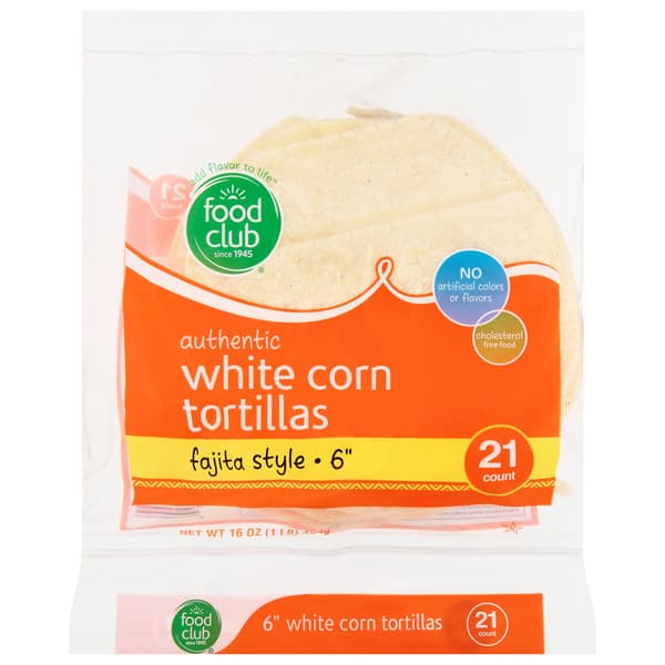 Food Club Fajita Style Authentic White Corn Tortillas