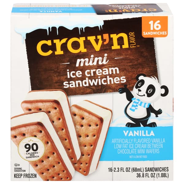 Crav'N Flavor Vanilla Mini Ice Cream Sandwiches
