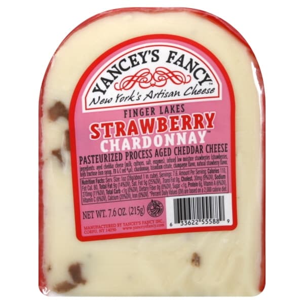 Yancys Fancy Strawberry Chardonnay Cheddar Cheese Wedge