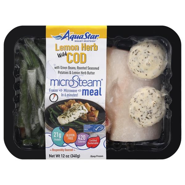 Aqua Star Smart Seafood Lemon Herb Wild Cod Microsteam Meal