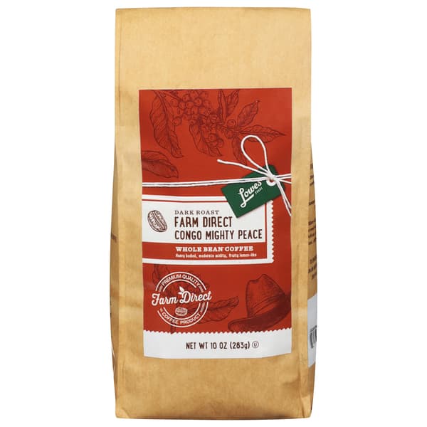 Lowes Foods Farm Direct Dark Roast Congo Mighty Peace Whole Bean Coffee