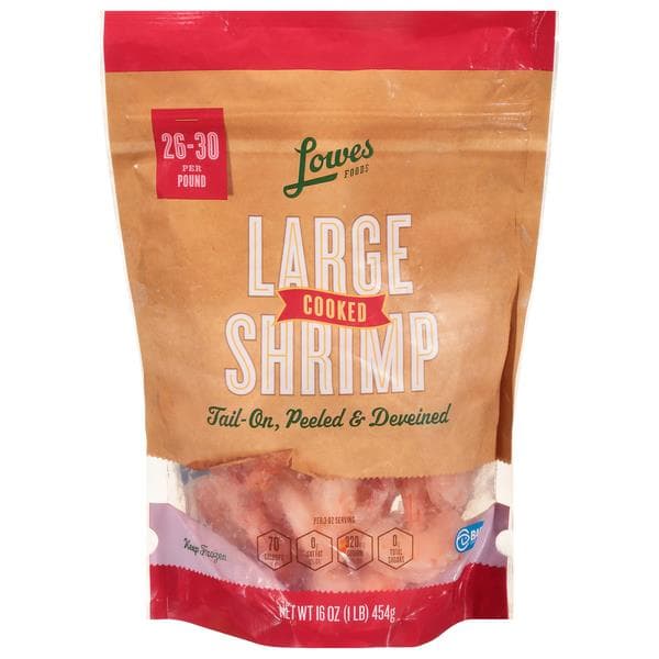 Lowes Foods 26/30 Cooked Tail On Shrimp