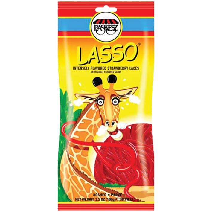 Paskesz Lasso Red Laces Licorice Candy Strawberry