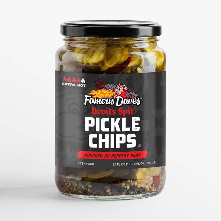 Famous Daves Devil'S Spit Pickle Chips Punched Up Peppery Heat - Extra Hot