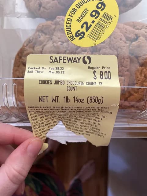 Safeway Cookies Jumbo Chocolate Chunk