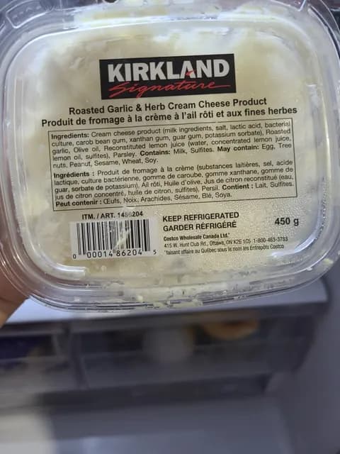 Kirkland Signature Roasted Garlic & Herb Cream Cheese Product