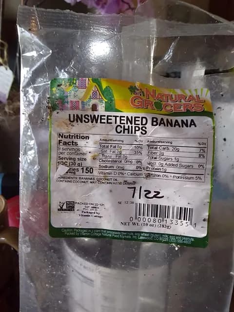Natural Grocers Unsweetened Banana Chips