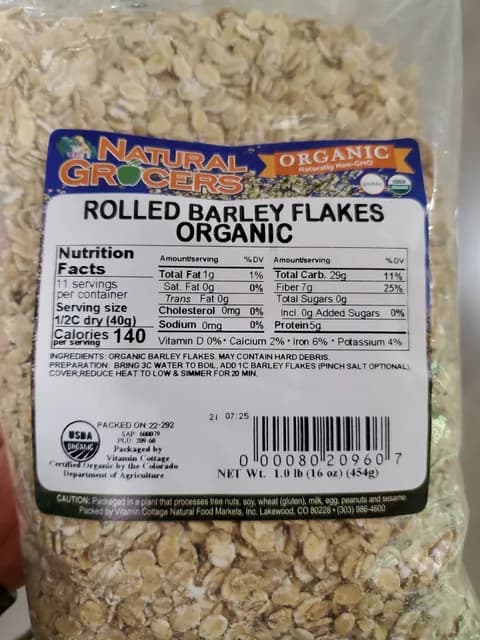 Natural Grocers Organic Rolled Barley Flakes
