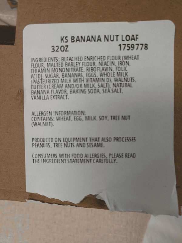 Kirkland Signature Banana Nut Loaf