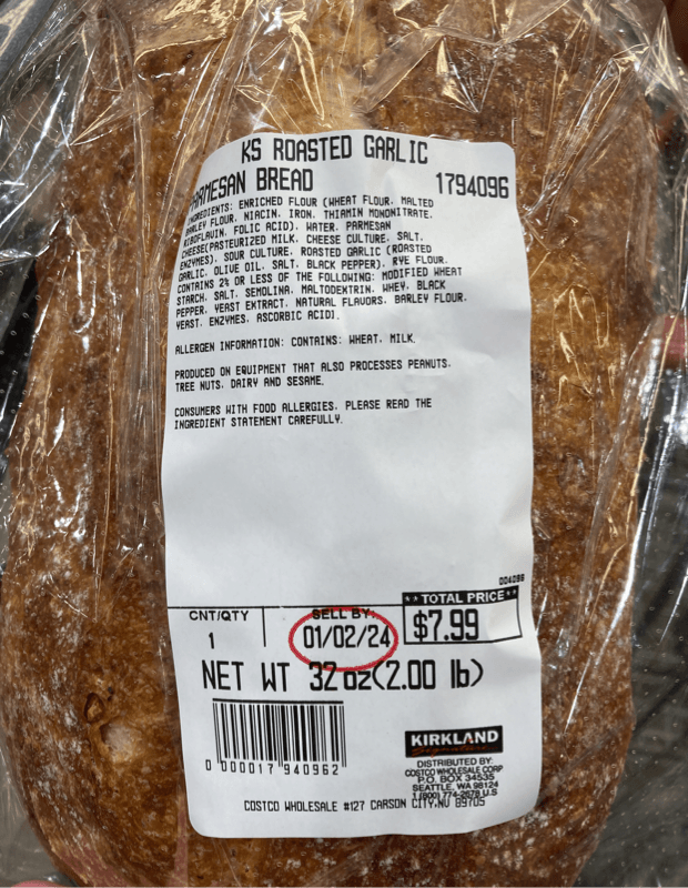 Kirkland Signature Roasted Garlic Parmesan Bread