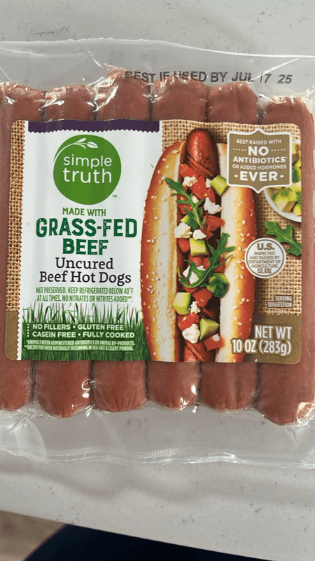 Simple Truth Grass-Fed Uncured Beef Hot Dogs