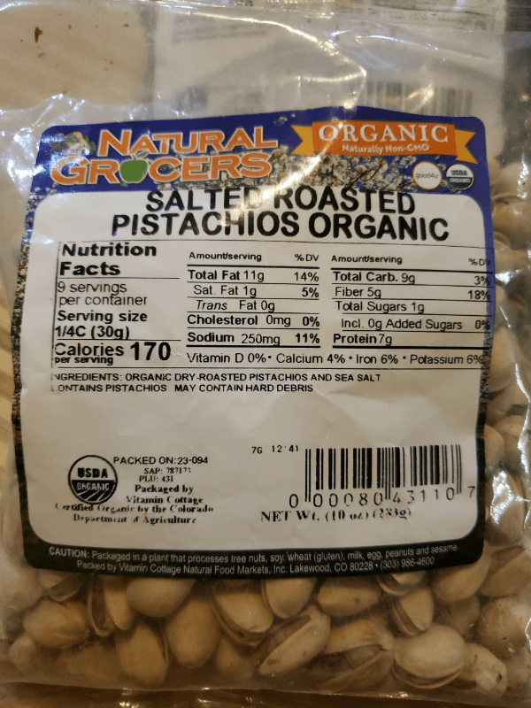 Natural Grocers Organic Roasted & Salted Pistachios