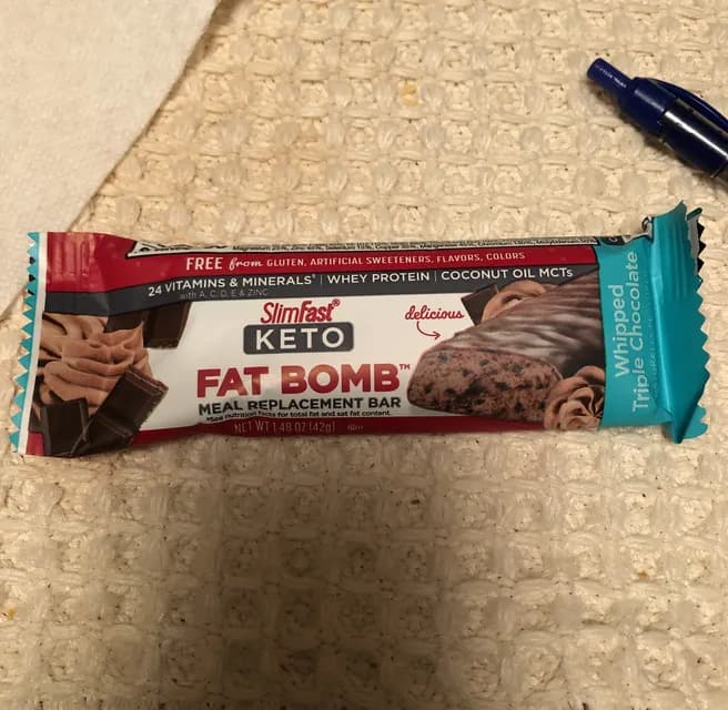 Slimfast Keto Fat Bomb Meal Replacement Bar, Whipped Triple Chocolate Flavor