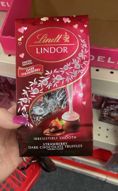 Lindt Lindor Dark Strawberry Irresistibly Smooth Strawberry Dark Chocolate Truffles