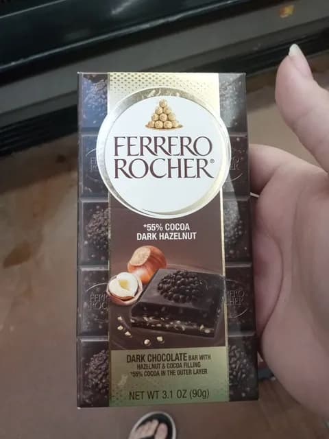 Is it Lactose Free Ferrero Rocher 55% Dark Chocolate Bar With Hazelnut &  Cocoa Filling