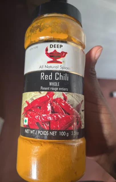 Deep All Natural Spices Red Chili Whole Piment Rouge Entiers