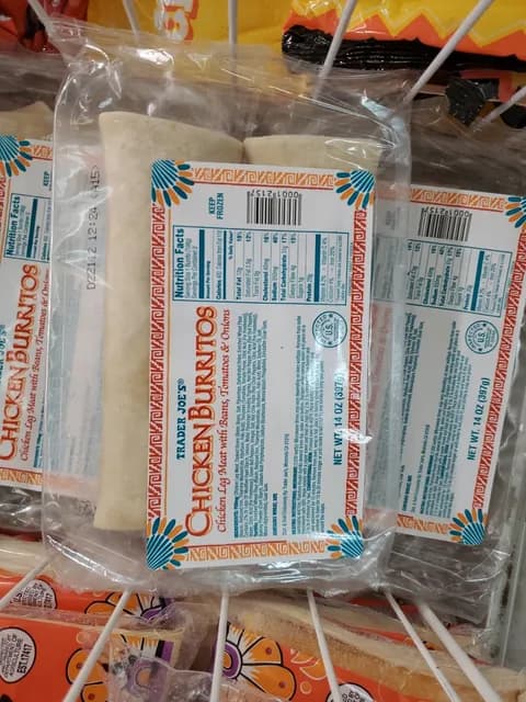Trader Joe'S Chicken Burritos Chicken Leg Meat With Beans, Tomatoes & Onions