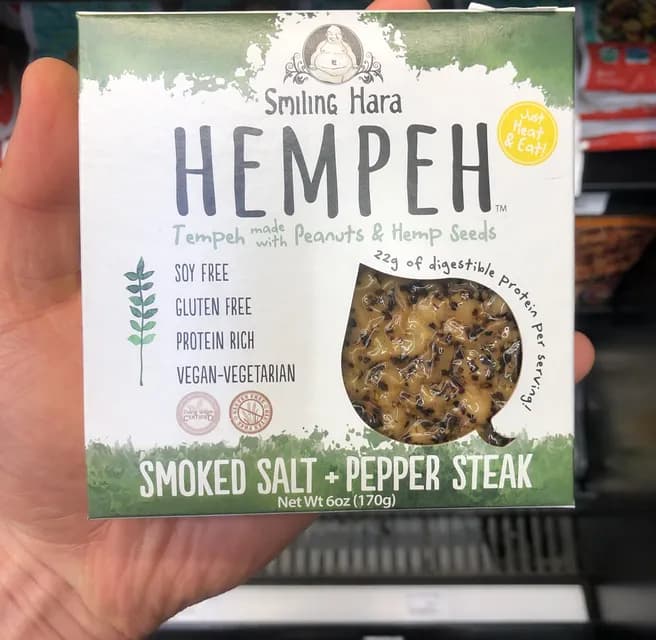 Smiling Hara Hempeh Tempeh Made With Peanuts & Hemp Seeds Smoked Salt + Pepper Steak