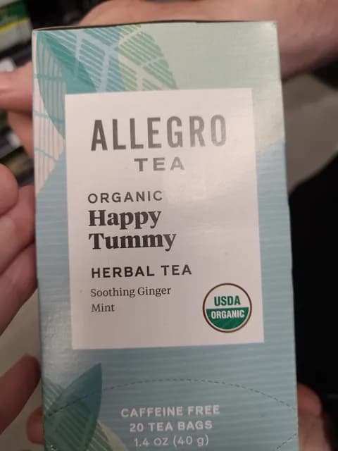 Allegro Tea Organic Happy Tummy Soothing Ginger Mint Herbal Tea