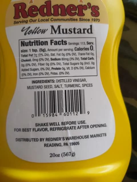 Redner’S Yellow Mustard