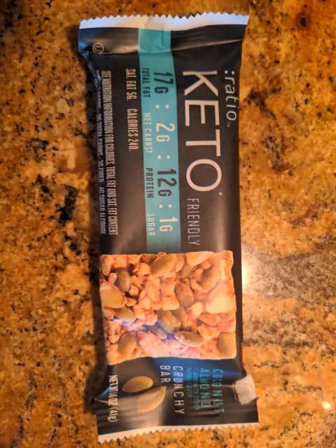 :Ratio Keto Friendly Coconut Almond Crunchy Bar