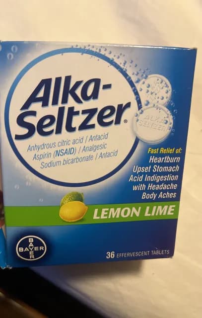 Bayer Alka-Seltzer Lemon Lime Antacid Analgesic 36 Effervescent