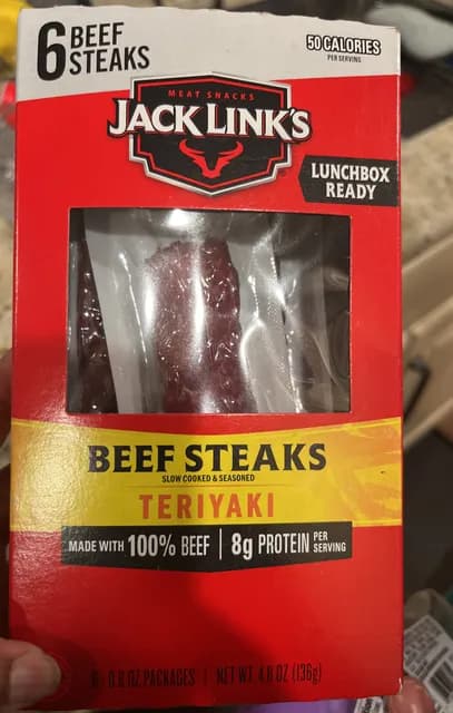 Jack Link'S Beef Steaks Teriyaki 6 Beef Steaks