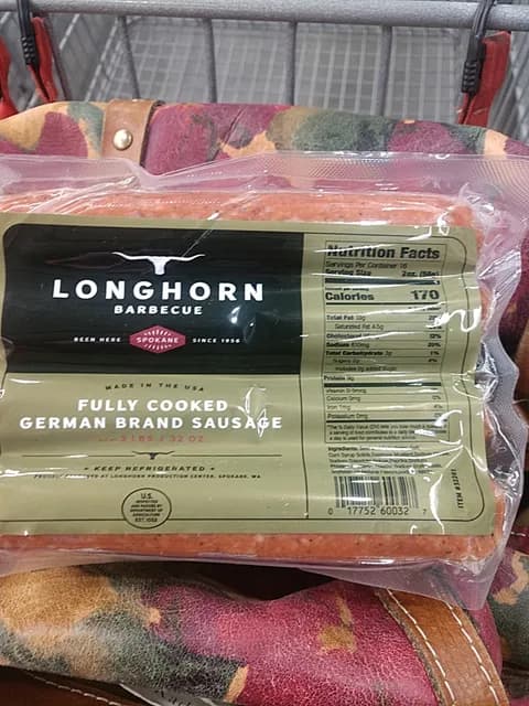 Longhorn Barbeque Fully Cooked German Brand Sausage