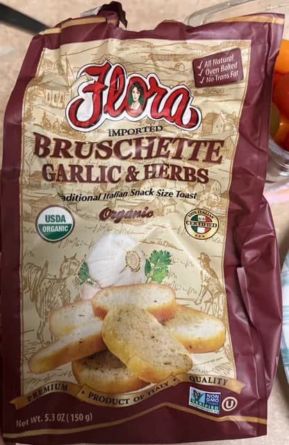 Flora Bruschette Garlic & Herbs Snack Size Toast, Organic