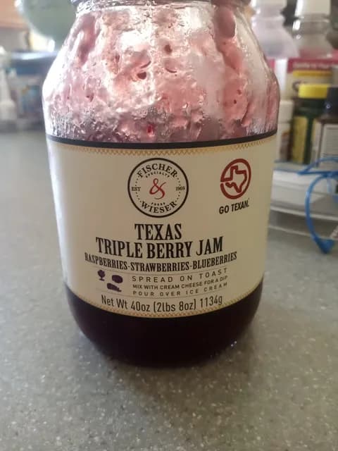 Fischer Wieser Texas Triple Berry Jam Raspberries-Strawberries-Blueberries