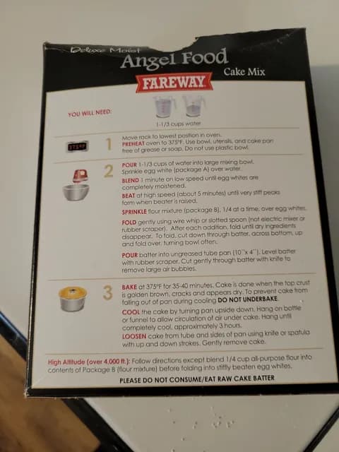 Fareway Angel Food Deluxe Moist Cake Mix