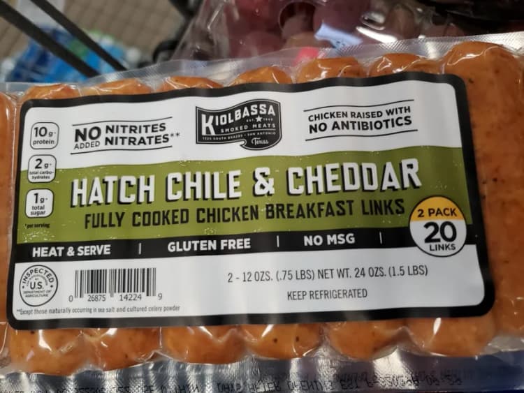 Kiolbassa Hatch Chile & Cheddar Fully Cooked Chicken Breakfast Links