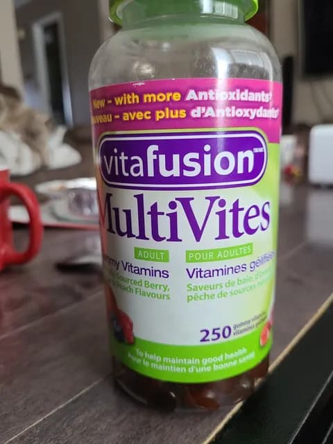 Vitafusion Multivites Adult Gummy Vitamins, Naturally Sourced Berry, Orange & Peach Flavours