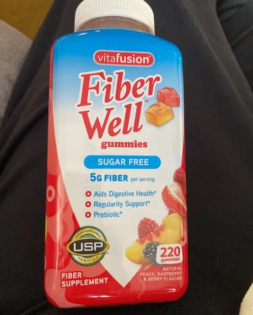 Vitafusion Sugar Free Fiber Well Gummies Natural Peach, Raspberry & Berry Flavors