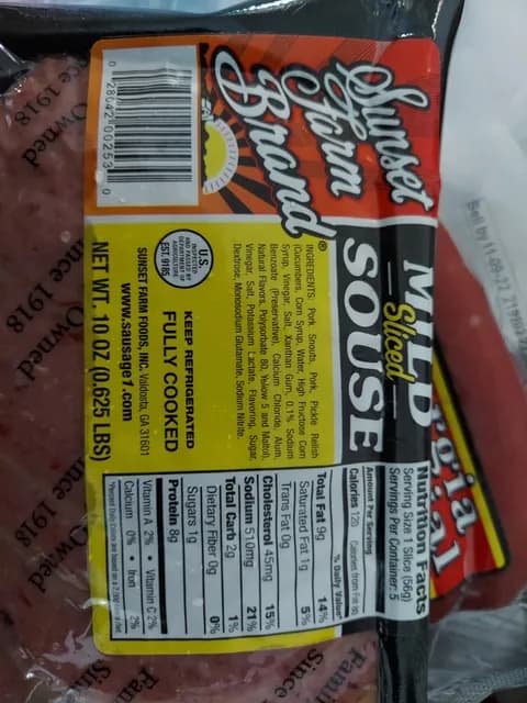 Sunset Farm Brand Sliced Mild Souse