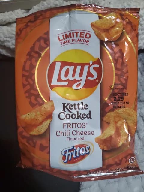 Lays Kettle Cooked Chili Cheese Flavored Fritos, Limited Time Flavor