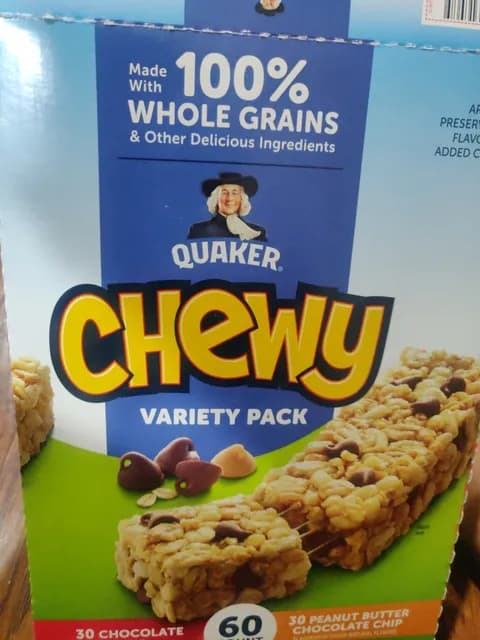 Quaker Chewy Variety Pack Granola Bars, 30 Chocolate Chip, 30 Peanut Butter Chocolate Chip