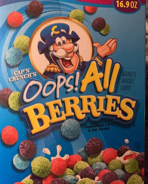 Cap’n Crunch’s Oops! All Berries Sweetened Corn & Oat Cereal